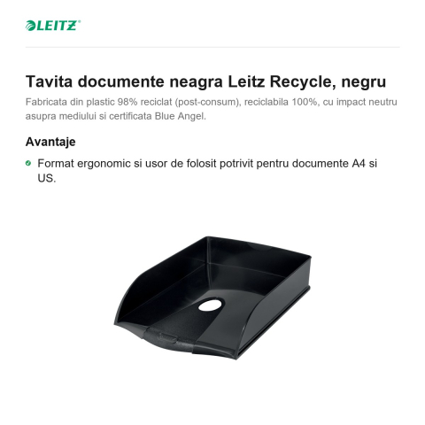 Tavita documente neagra Leitz Recycle, negru [1]