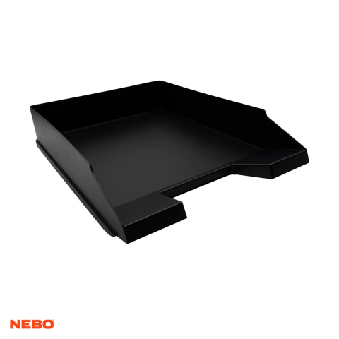 Organizatoare si suporturi de birou - Tavita documente Nebo, din polipropilena, suprapozabila, 34.5x25x6.5 cm, negru