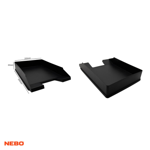 Tavita documente Nebo, din polipropilena, suprapozabila, 34.5x25x6.5 cm, negru [3]