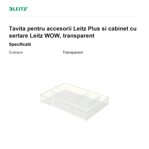 Tavita pentru accesorii Leitz Plus si cabinet cu sertare Leitz WOW, transparent [2]