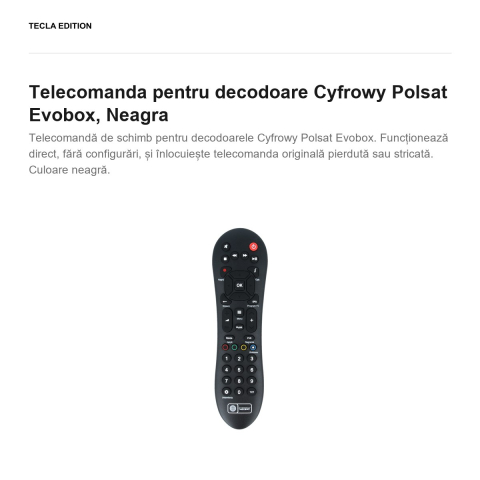 Telecomanda pentru decodoare Cyfrowy Polsat Evobox, Neagra [1]