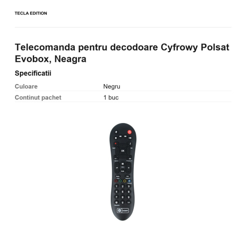 Telecomanda pentru decodoare Cyfrowy Polsat Evobox, Neagra [2]