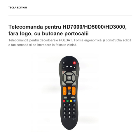 Telecomanda pentru HD7000/HD5000/HD3000, fara logo, cu butoane portocalii [1]