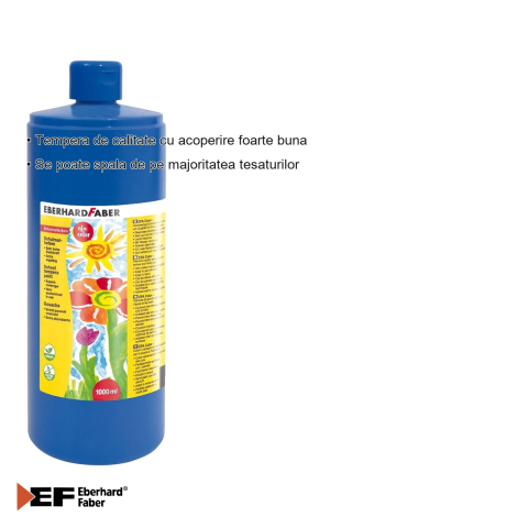 Tempera albastra Eberhard Faber, recipient 1000 ml, acoperire foarte buna, pentru scoli si gradinite [2]