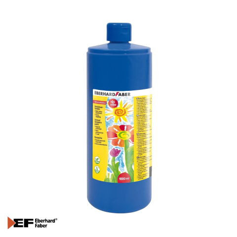 Birotica papetarie - Tempera albastra Eberhard Faber, recipient 1000 ml, acoperire foarte buna, pentru scoli si gradinite