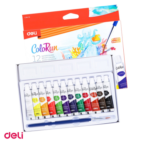 Culori acrilice - Tempera Deli, 12 culori 5 ml, diverse