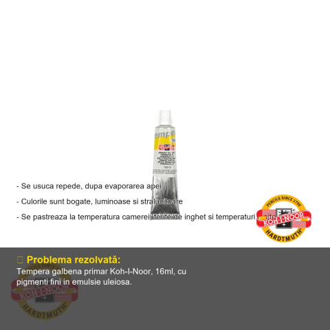 Tempera galbena primar Koh-I-Noor, 16ml, culoare luminoasa pentru pictura scolara [1]