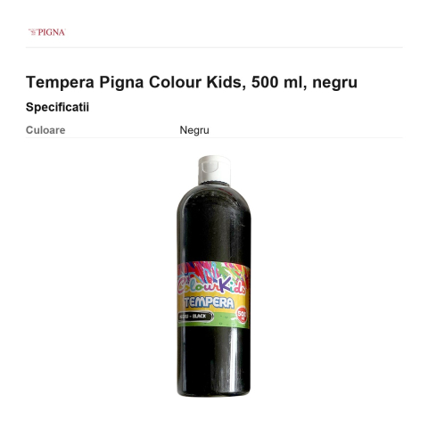 Tempera Pigna Colour Kids, 500 ml, negru [2]