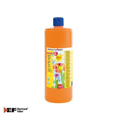 Birotica papetarie - Tempera portocalie Eberhard Faber, recipient 1000 ml, acoperire foarte buna, pentru scoli si gradinite