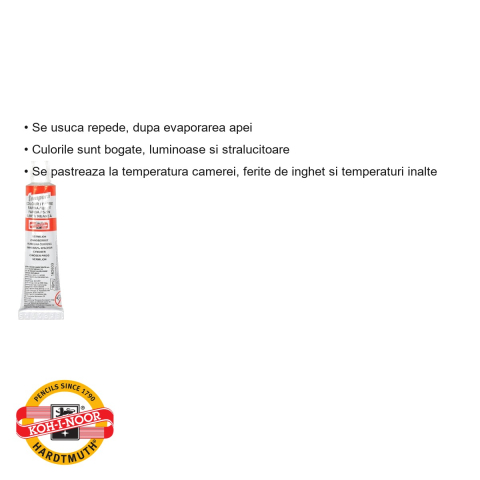 Tempera portocalie Koh-I-Noor, tub 16 ml, culoare luminoasa, pentru desen si pictura scolara [2]