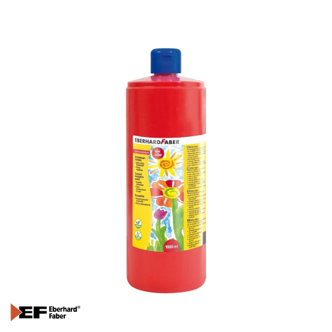 Birotica papetarie - Tempera rosie Eberhard Faber, 1000 ml, acoperire foarte buna, pentru scoli si gradinite