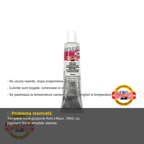 Tempera rosie-purpurie Koh-I-Noor, 16ml, culoare vie si luminoasa, pentru desen si pictura scolara [1]