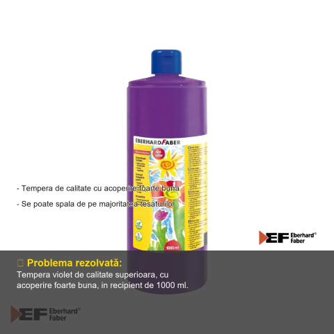 Tempera violet Eberhard Faber, 1000 ml, acoperire foarte buna, pentru scoli si gradinite [1]
