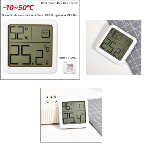 Termometru si Higrometru Digital, pentru Monitorizare Temperatura si Umiditate, cu Indicator Confort si Design Compact, Alb [5]