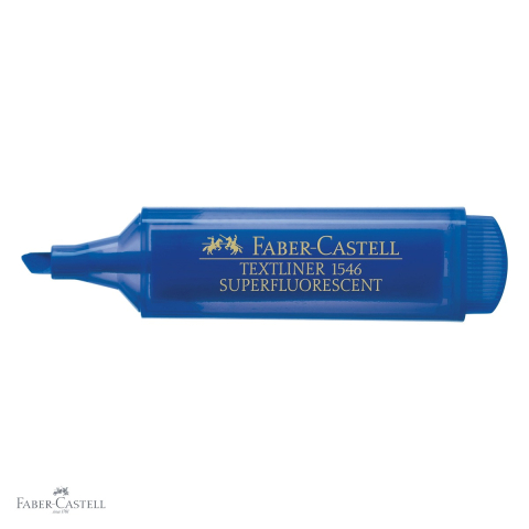 Textmarker albastru Faber-Castell 1546, superfluorescent, varf tesit, cerneala pe baza de apa, pentru birou si studiu [3]