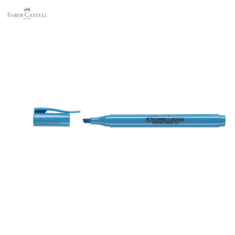 Textmarker albastru Faber-Castell 38, varf tesit, 2 grosimi de scriere, ideal pentru evidentiat texte [4]