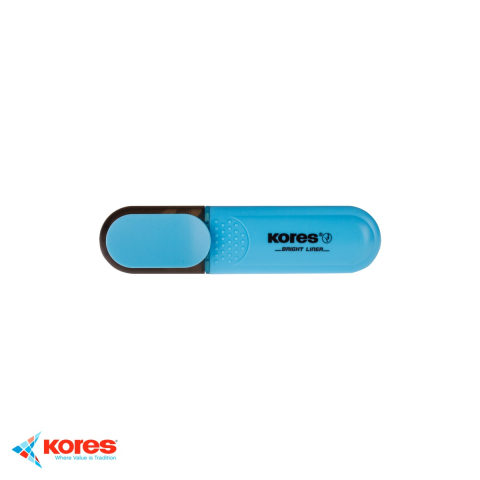 Instrumente de scris - Textmarker albastru Kores, varf tesit 1-5mm, cerneala fluorescenta pe baza de apa, pentru evidentiat texte