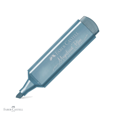 Birotica papetarie - Textmarker albastru metalizat Faber-Castell 1546, cerneala pe baza de apa, pentru accente stralucitoare