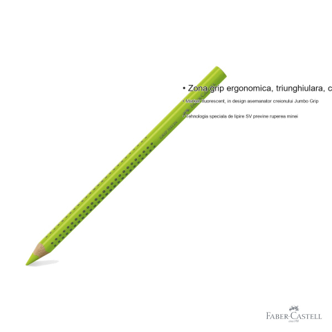 Textmarker creion Faber-Castell Grip fluorescent verde, mina 5.4 mm, zona ergonomica triunghiulara, pentru marcare texte [2]