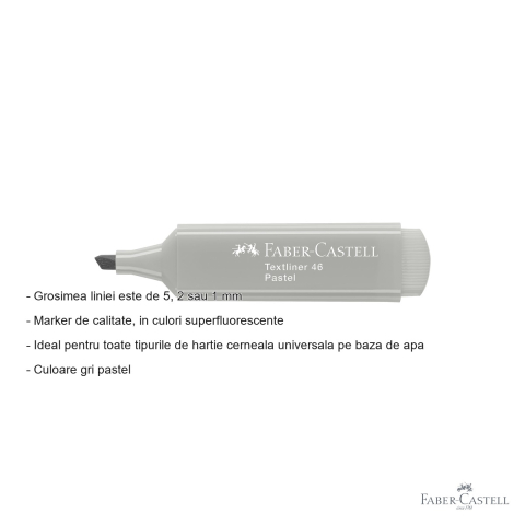 Textmarker Faber-Castell 1546, culoare gri pastel, varf multiplu, pentru birou si studiu [1]