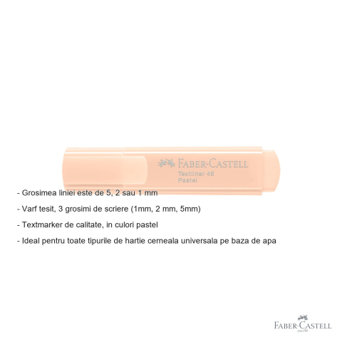 Textmarker Faber-Castell Pastel 1546, varf tesit 3 grosimi, culoare crem, cerneala pe baza de apa [1]