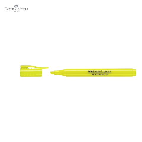 Textmarker galben Faber-Castell 38, varf tesit, 2 grosimi de scriere, superfluorescent, pentru birou si studiu [4]