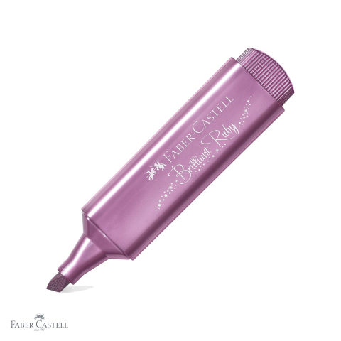 Birotica papetarie - Textmarker metalic rubiniu Faber-Castell 1546, cerneala pe baza de apa, varf tesit 3 grosimi