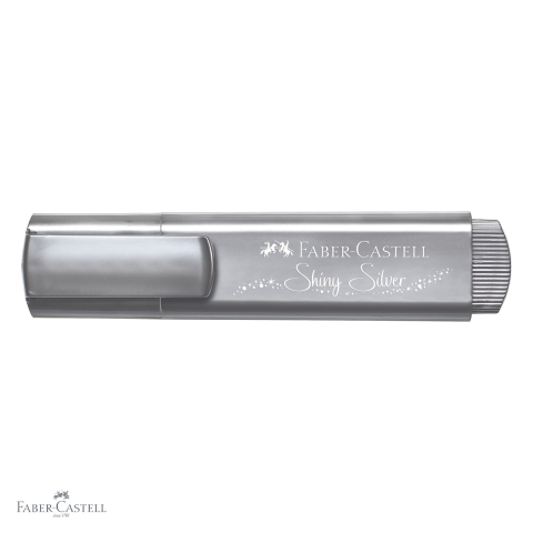 Textmarker metalizat argintiu Faber-Castell 1546, cerneala pe baza de apa, varf tesit 3 grosimi [3]