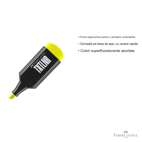 Textmarker mini Faber-Castell, superfluorescent galben, varf tesit, pentru evidentiere text [2]