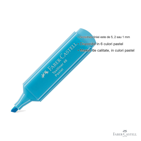 Textmarker pastel Faber-Castell 1546, varf tesit 3 grosimi, culoare bleu, pentru evidentiere pe hartie [2]
