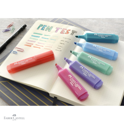 Textmarker pastel Faber-Castell 1546, varf tesit 3 grosimi, culoare bleu, pentru evidentiere pe hartie [3]