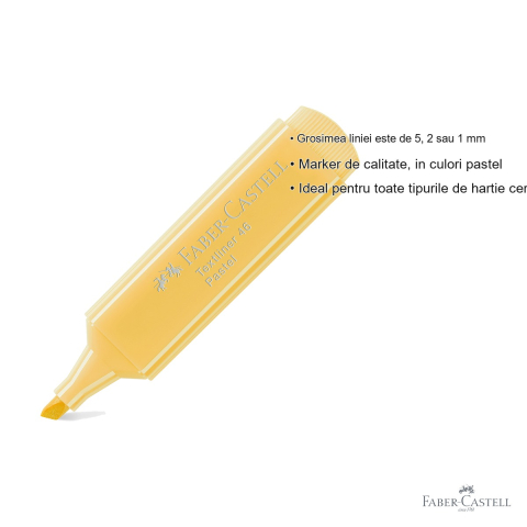 Textmarker pastel galben Faber-Castell 1546, cerneala pe baza de apa, pentru birou si scoala [2]