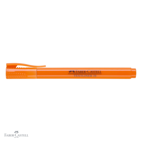 Textmarker portocaliu Faber-Castell 38, varf tesit, 2 grosimi de scriere, superfluorescent [3]