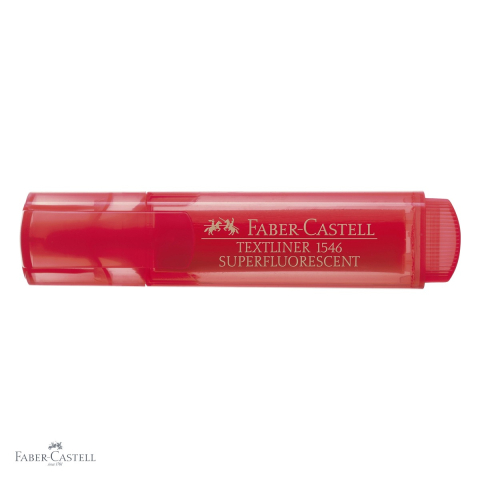 Textmarker rosu superfluorescent Faber-Castell 1546, varf tesit 3 grosimi, cerneala pe baza de apa, pentru birou si studiu [3]