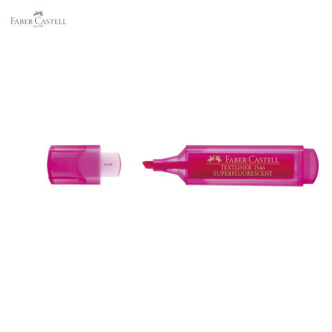 Textmarker roz superfluorescent Faber-Castell 1546, varf tesit, cerneala pe baza de apa, pentru birou si studiu [4]