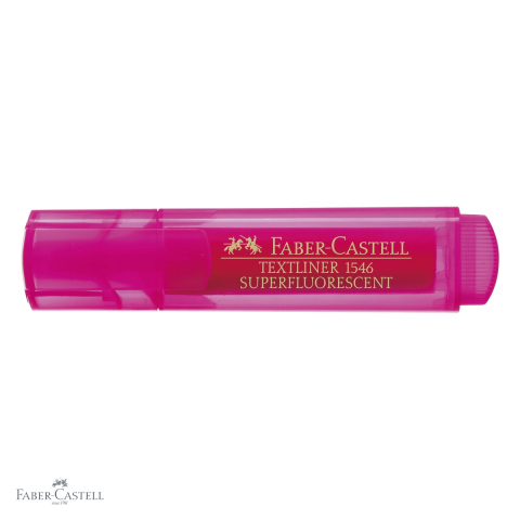 Textmarker roz superfluorescent Faber-Castell 1546, varf tesit, cerneala pe baza de apa, pentru birou si studiu [3]