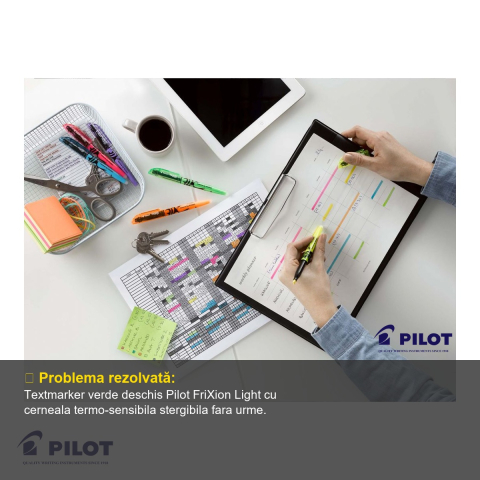 Textmarker verde deschis Pilot FriXion Light, stergibil cu radiera, pentru subliniere fara risc [3]