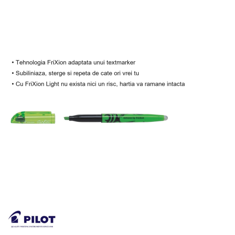 Textmarker verde deschis Pilot FriXion Light, stergibil cu radiera, pentru subliniere fara risc [2]