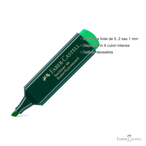 Textmarker verde Faber-Castell 1548, varf tesit 3 grosimi, cerneala pe baza de apa, reincarcabil [2]