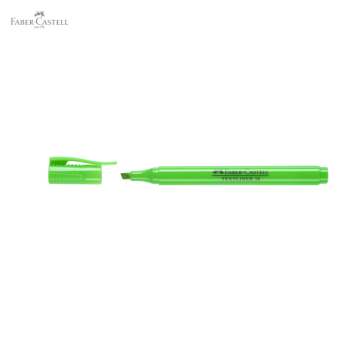 Textmarker verde Faber-Castell 38, varf tesit, flux constant al cernelii, pentru birou si studiu [4]