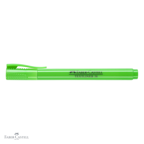 Textmarker verde Faber-Castell 38, varf tesit, flux constant al cernelii, pentru birou si studiu [3]