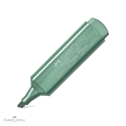 Birotica papetarie - Textmarker verde metalizat Faber-Castell 1546, cerneala pe baza de apa, pentru accente stralucitoare pe hartie