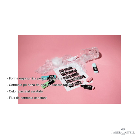 Textmarkere mini pastel Faber-Castell model A, varf tesit 1-5 mm, pentru evidentiere text [1]