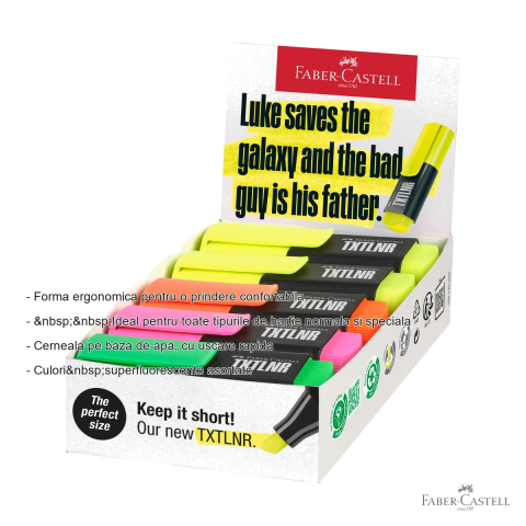 Textmarkere mini superfluorescente Faber-Castell, varf tesit, culori asortate, pentru evidentierea textului [1]
