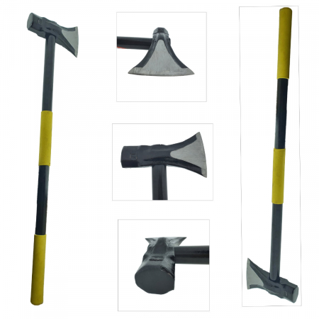 Topor din otel forjat, pentru despicat, 2.8 Kg, cu coada din metal si maner izolat anti-alunecare, prindere cu ambele maini, lungime 90 cm [3]