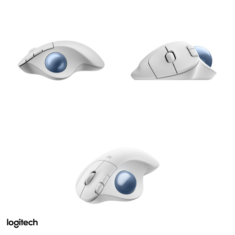 Trackball wireless Logitech ERGO M575S, Logi Bolt si Bluetooth, clicuri silentioase, pana la 2000 DPI, 5 butoane, 1 baterie AA, alb-crem cu bila albastra, 910-007030 [3]