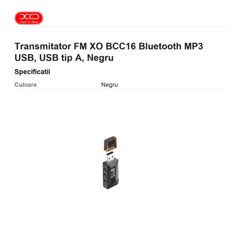 Transmitator FM XO BCC16 Bluetooth MP3 USB, USB tip A, Negru [2]