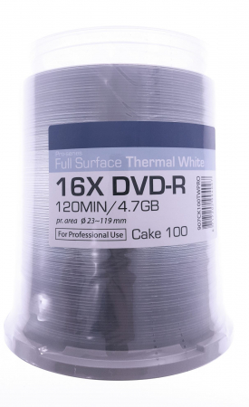 TRAXDATA DVD-R 4,7GB 16X PRO WHITE THERMAL PRINTABLE C100 907CK100THPRO [1]