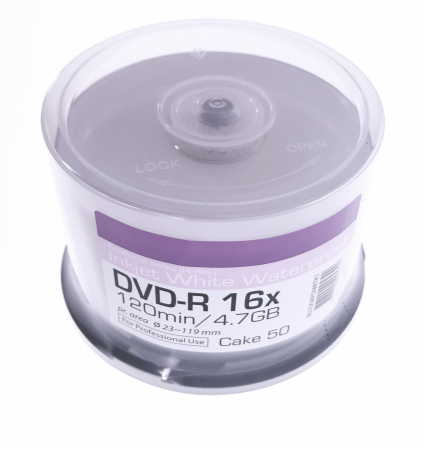 DVD-R printabil - TRAXDATA DVD-R 4,7GB 16X WHITE GLOSSY WATERPROOF PRINT CAKE 50 907CK50IWGPRO