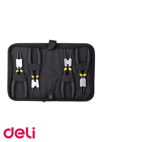 Trusa 4 clesti cu varf subtire Deli, 7 inch, design curbat, pentru lucrari de precizie [2]